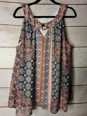 Alyx Coral and Black Printed Keyhole Camisole